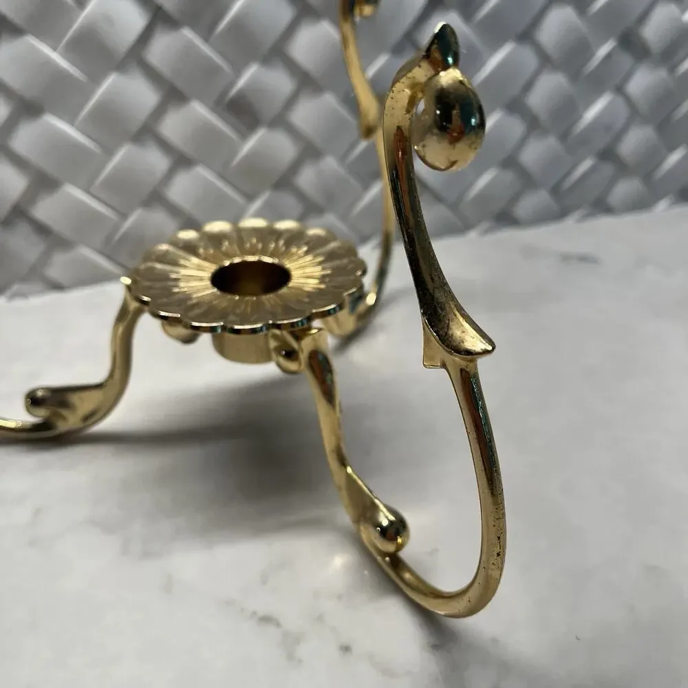 PartyLite Versailles Brass Taper candle Holder for hurricanes, vintage, decor.